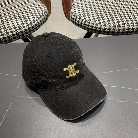 Celine classic casual trendy sun hat baseball cap CELINE TRIOMPHE BASEBALL CAP IN COTTON VANILLA – EYE LUXURY  main image 3